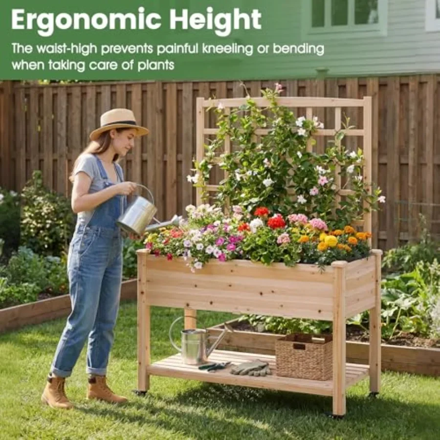 65 inçlik, tekerlekli, ahşap y - Raised Garden Bed incelemesi ve fiyatı