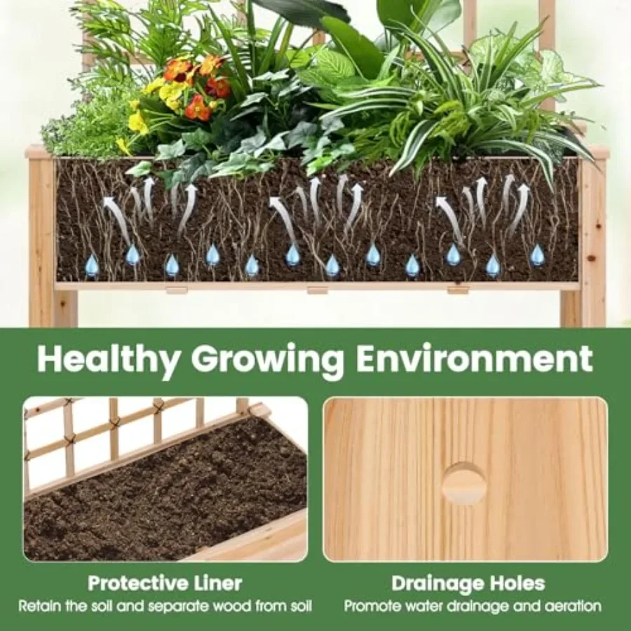 65 inçlik, tekerlekli, ahşap y - Raised Garden Bed incelemesi ve fiyatı