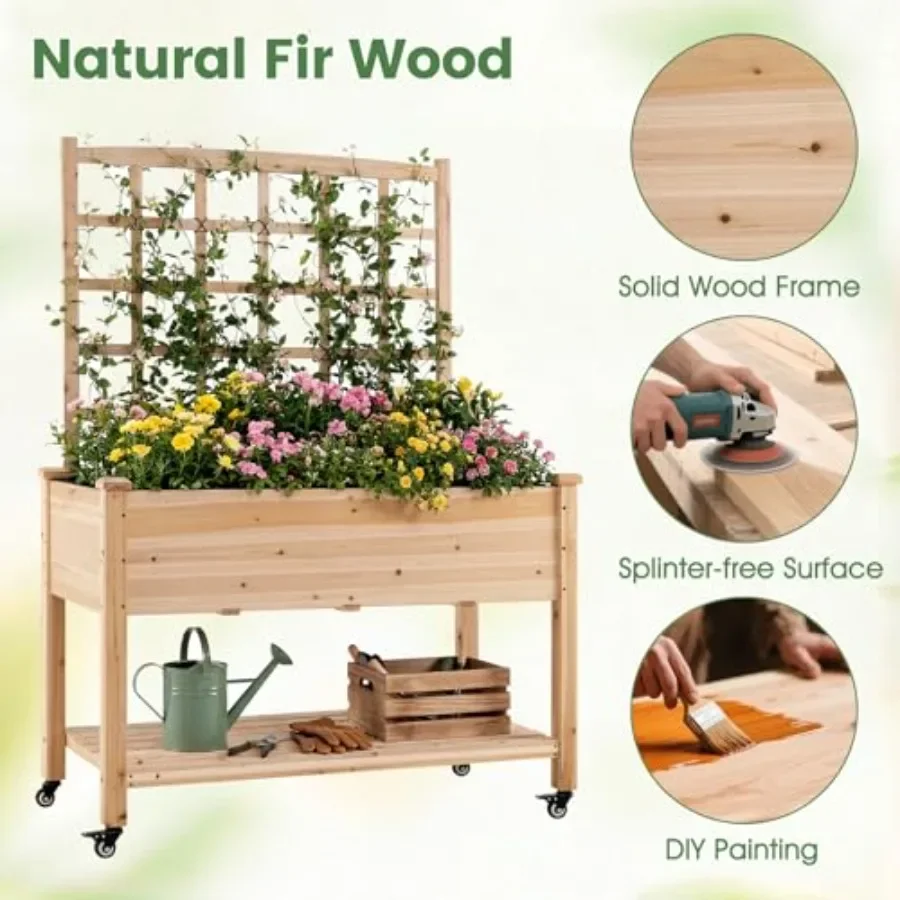 65 inçlik, tekerlekli, ahşap y - Raised Garden Bed incelemesi ve fiyatı